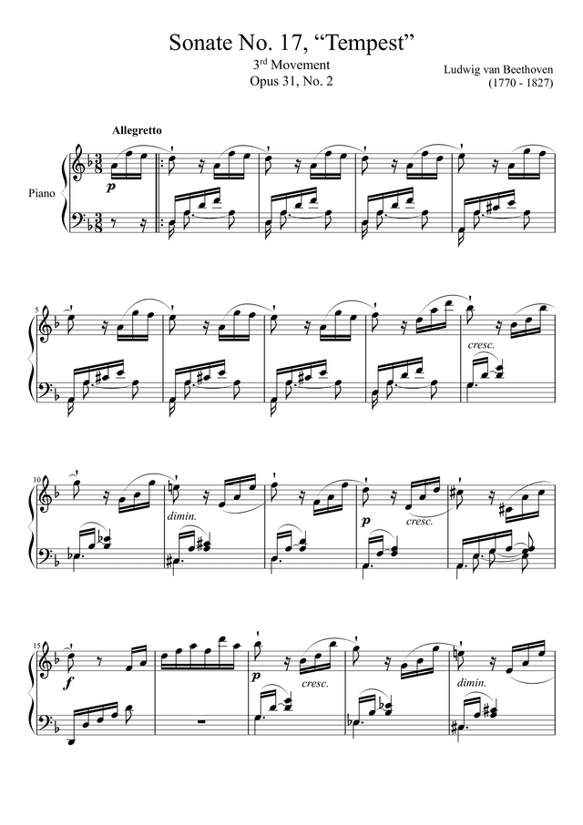 Sonata No. 17 Op. 32 No. 2: III. Allegretto